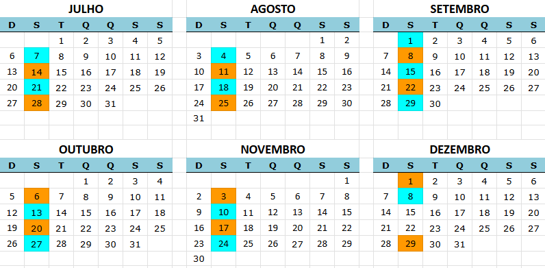 calendario de viagens